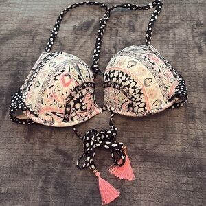 Victoria’s Secret Push Up Padded Bikini Top Pink Black 36C